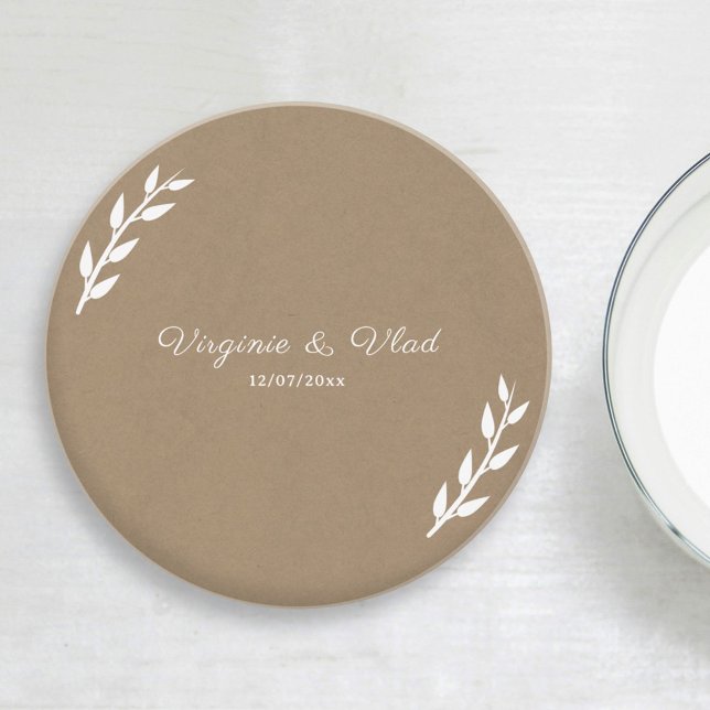 Kraft- und Rustikaler Hochzeitstag Untersetzer (Kraft & Rustic Wedding Coaster)