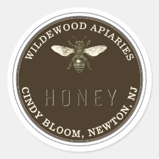 Kraft- und Teak Honey Jar Bee Label Runder Aufkleber