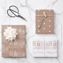 Kraft und Weiß im modernen Skandinavien Geschenkpapier Set