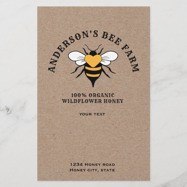 Kraft Vintage Bienenhonigkonstruktion. Flyer (Vorne)