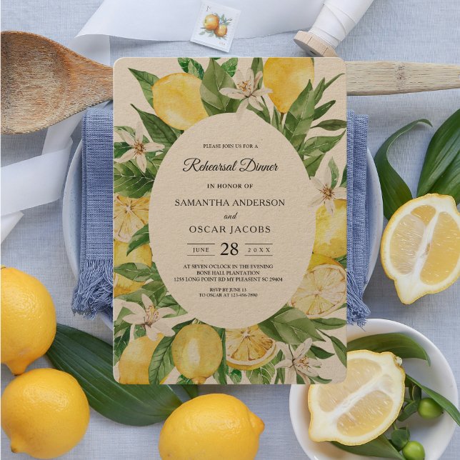 Kraft Vintage gelbe Lemonen Rahmen Einladung (Von Creator hochgeladen)