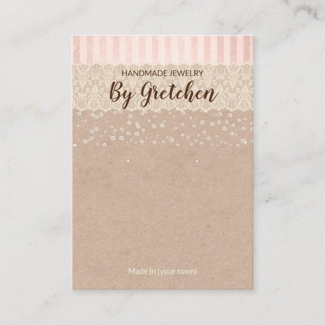 Kraft-Vintage Ohrring- und Netzklettdarstellung Visitenkarte (Vorderseite)