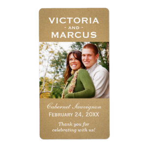 Kraft Wedding Monogram Foto Wein Flasche Gefallen