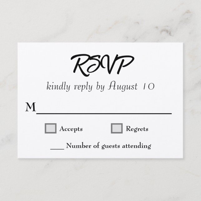 Kraft Wedding Script RSVP Karten (Vorderseite)