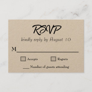 Kraft Wedding Script RSVP Karten