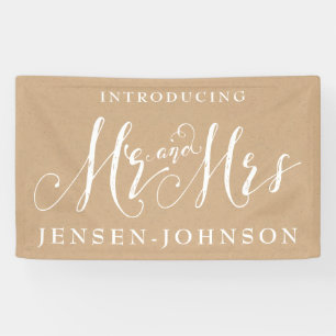 Kraft White Neutral Mr. & Mrs. Wedding Banner Deco