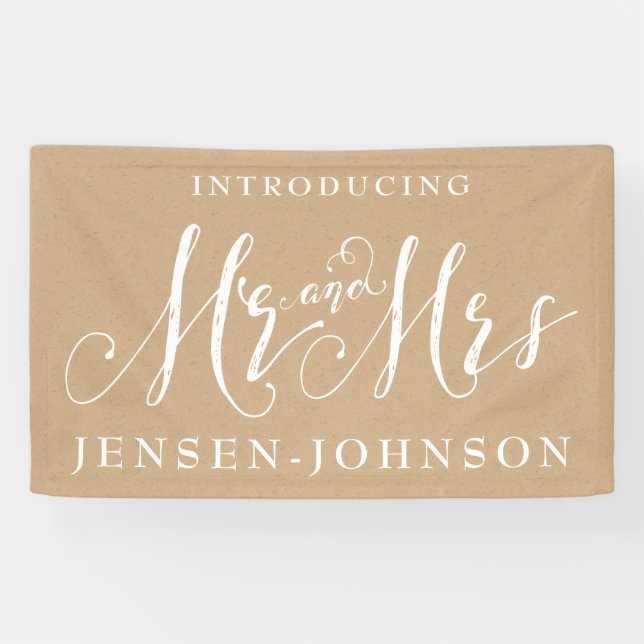 Kraft White Neutral Mr. & Mrs. Wedding Banner Deco (Horizontal)