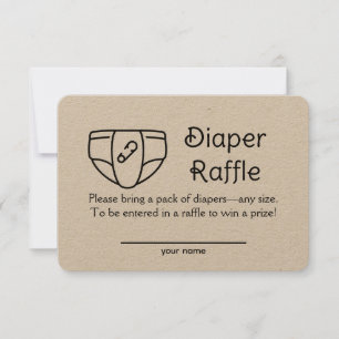 Kraft-Windel-Verlosung Baby Shower Beilage Karte