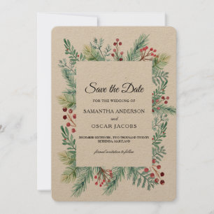 Kraft Winter-Blatt-Rahmen Grünzeug Save The Date