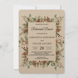 Kraft Winter Grün Zapfen Rahmen Einladung