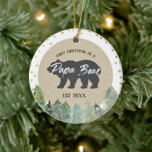 Kraft Wood Christmas als Papa-Bären-Ornament Keramik Ornament<br><div class="desc">Erste Weihnachten als Papa-Bären-Ornament</div>
