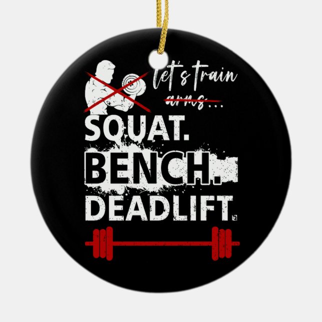 Kraftauftrieb der Squat Bench Deadlift ohne Biceps Keramik Ornament (Vorne)
