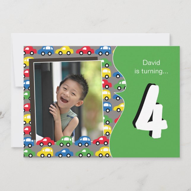 KRAFTFAHRZEUGE| Einladung von Jungen zur Geburtsta (Vorderseite)