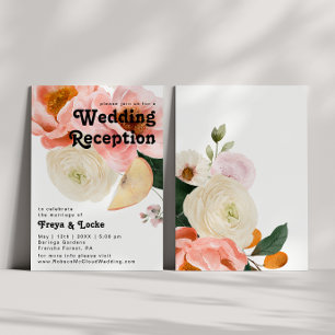 Kräftige bunte Blumen   Hochzeitsempfang Einladung