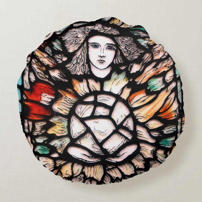 Kräftige Farben rund um Polyester-Kissen Rundes Kissen (Rückseite)