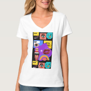 Kräftige Pop-Art-Explosion Retro-Comic-Stil T-Shirt