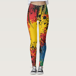 Kräftiges Graffiti Gelber Blast Speed Line Leggings