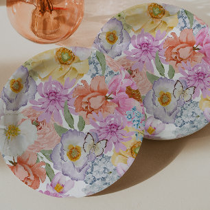 Kräftiges Helles Floral Pappteller