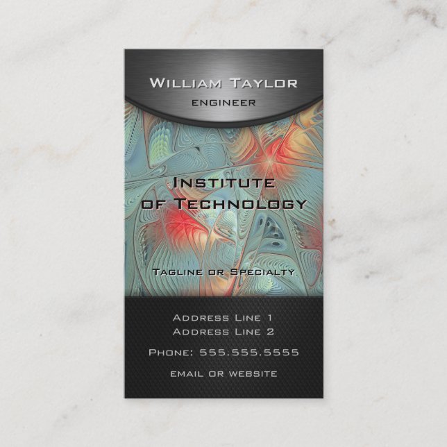 Kraftlinien - Eleganz im Metal-Look mit QR-Code Visitenkarte (Vorderseite)