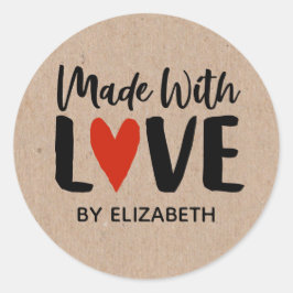 Kraftpapier aus Liebe-Heart-Aufkleber Runder Aufkleber