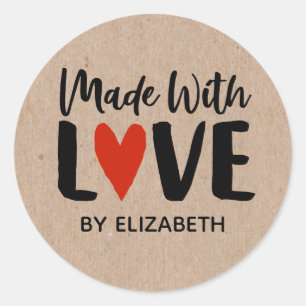 Kraftpapier aus Liebe-Heart-Aufkleber Runder Aufkleber