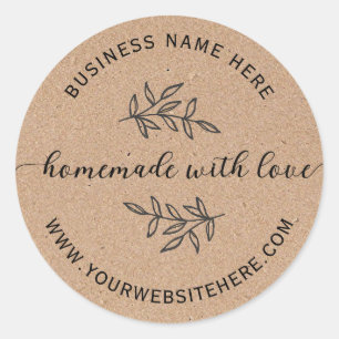 Kraftpapier Einfach hausgemacht mit Liebe Runder Aufkleber