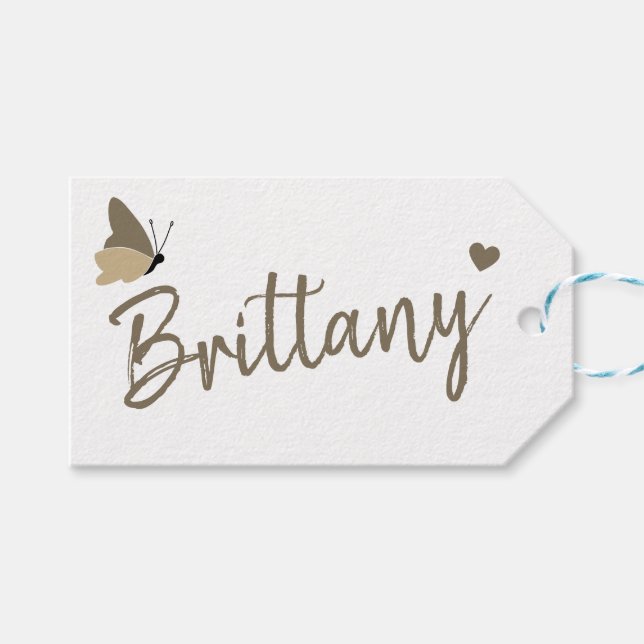 Kraftpapier Einfache Schlichte handgefertigte Gesc Geschenkanhänger (Vorderseite (Horizontal))