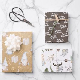 Kraftpapier | Gnome | Weihnachten Geschenkpapier Set