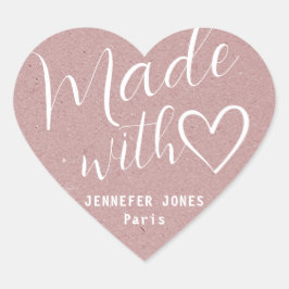 Kraftpapier hergestellt mit Liebe Herzkalligrafie Herz-Aufkleber