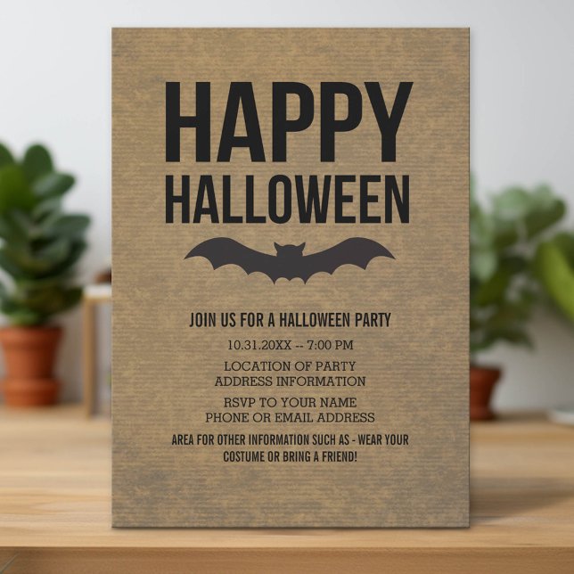Kraftpapier sieht glücklich Halloween Rustikalen B Einladung (Custom Invitation with Download Option)