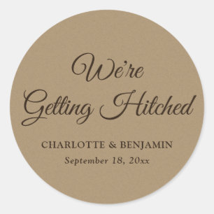 Kraftpapier-Typografie-Hochzeitskennungen - Umschl Runder Aufkleber