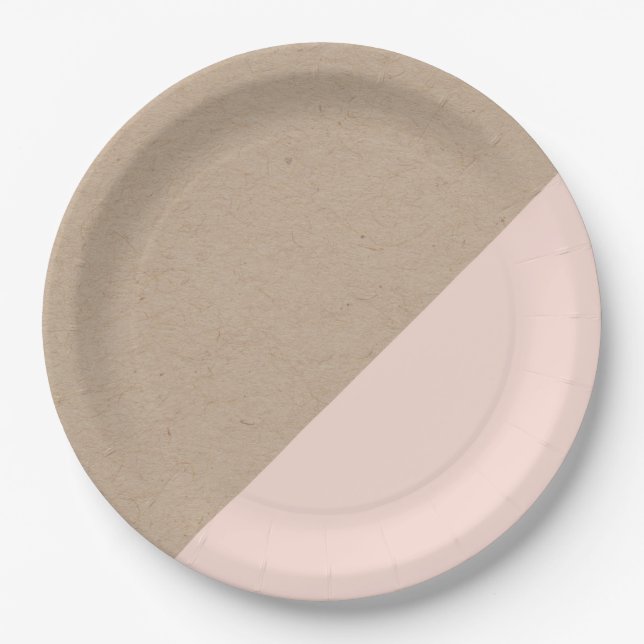 Kraftpapier u. Rosaeingetauchter Pappteller (Vorderseite)
