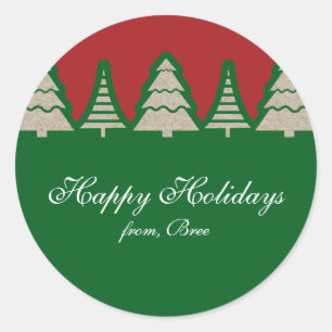 Kraftpapier-Weihnachtsbaum Rustikale Feiertags-Auf Runder Aufkleber