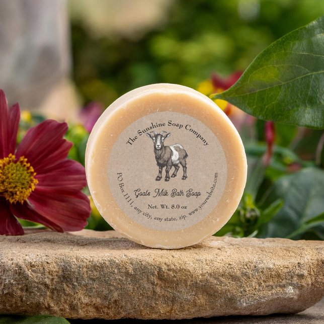 Kraftpapierartig Goat's Milk Soap Cosmetics Label Runder Aufkleber (Von Creator hochgeladen)