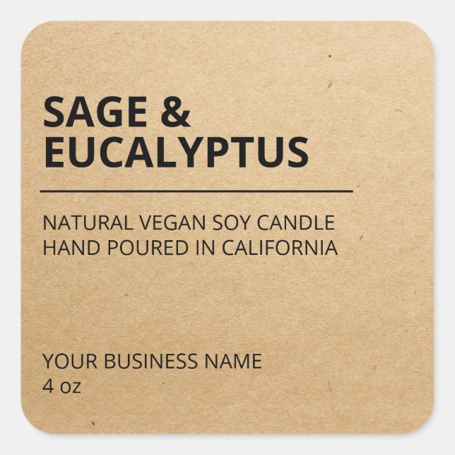 Kraftpapiermarken Quadratischer Aufkleber (Vorderseite)