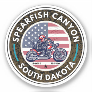 Kraftrad mit Spearfish Canyon Sturgis Schwarzer Hü Aufkleber