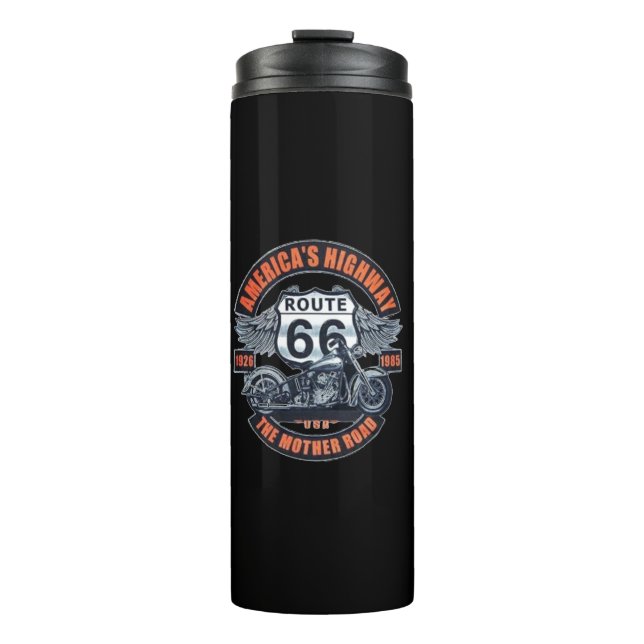Krafträder und Route 66 Thermosbecher (Vorderseite)
