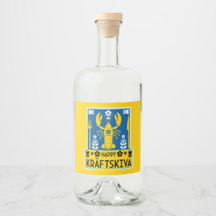 Kräftskiva - Schwedisches Krakischefisch-Party Alkoholflaschenetikett