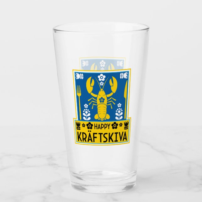 Kräftskiva - Schwedisches Krakischefisch-Party Glas (Vorderseite)