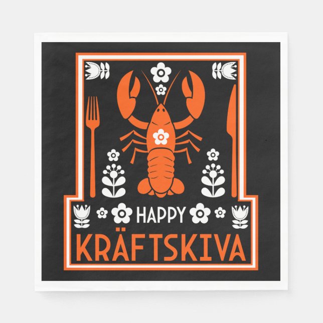 Kräftskiva - Schwedisches Krakischefisch-Party Serviette (Vorderseite)