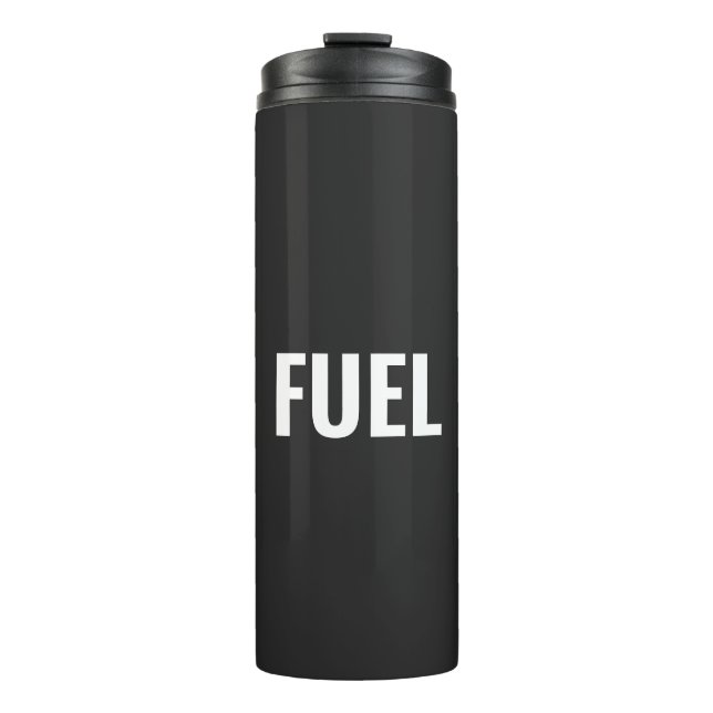 Kraftstoff Schwarz-weiß minimalistisch cool Thermosbecher (Vorderseite)