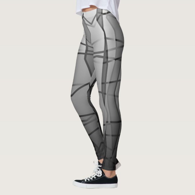 Kraftvolle Leggings mit grau geometrischer Messewi (Links)