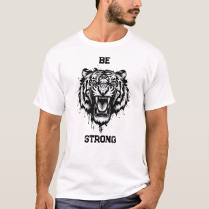 Kraftvolle schwarz-weiße künstlerische brüllende T T-Shirt
