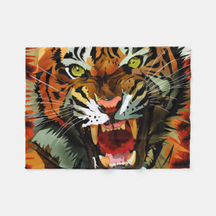 Kraftvoller Brüllender Tiger Kuschel-Fleece-Wurf D Fleecedecke