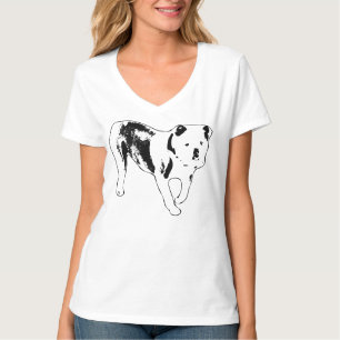 Kraftvoller Bulldogge Seitenansicht Schwarz-Weiß-K T-Shirt