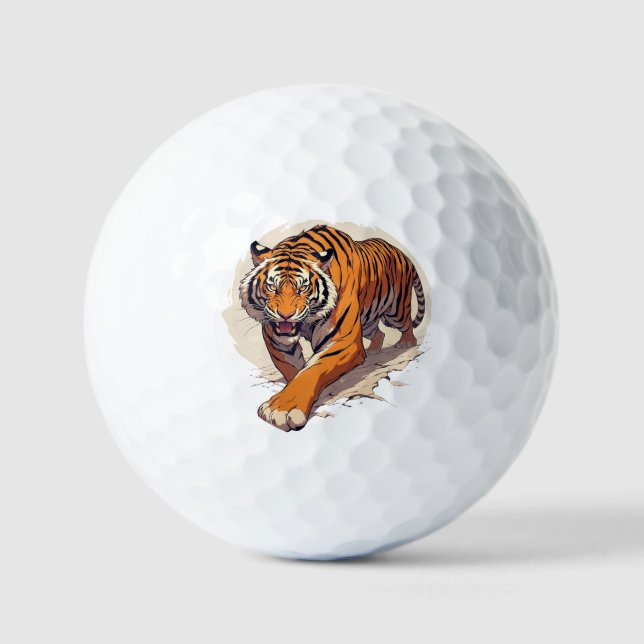 Kraftvoller Ladetiger Golfball (Vorderseite)