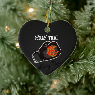 Kraftvolles Muay-Thai-Kämpfer-Grafik Keramik Ornament