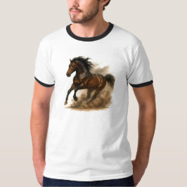 Kraftvolles Pferd läuft durch Staub T-Shirt
