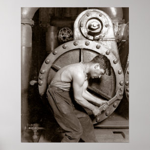 Kraftwerksarbeiter, 1920. Vintage-Foto Poster