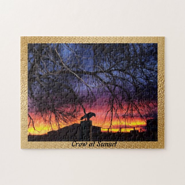 Krähe am Sonnenuntergang Puzzle (Horizontal)